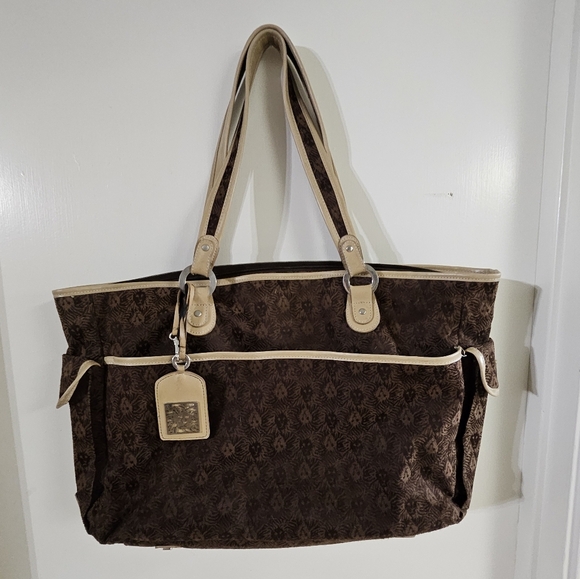 Anne Klein Brown and Cream Tote with Structured Design - Picture 1 of 15